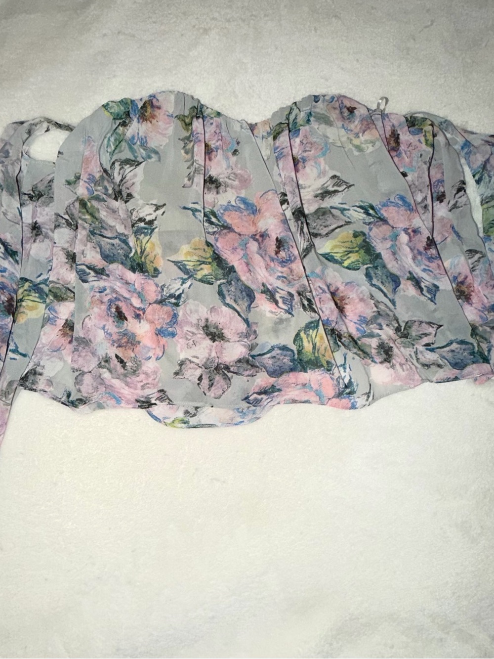 Cotton Candy Pastel Floral Strapless Crop Top
